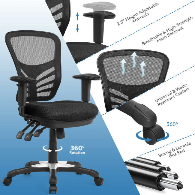 Ergonomic Mesh Office Chair Recliner Computer Desk Chair with Adjustable Armrests and Back Height