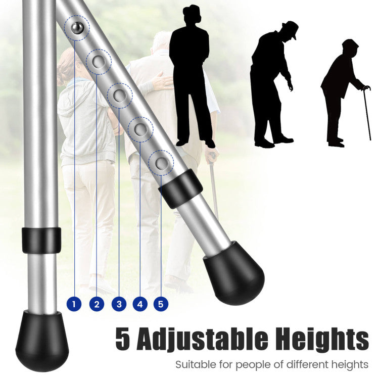 Multigot Folding Walking Stick Cane Seat Portable Adjustable Crutch Chair with LED Light and Retractable Legs