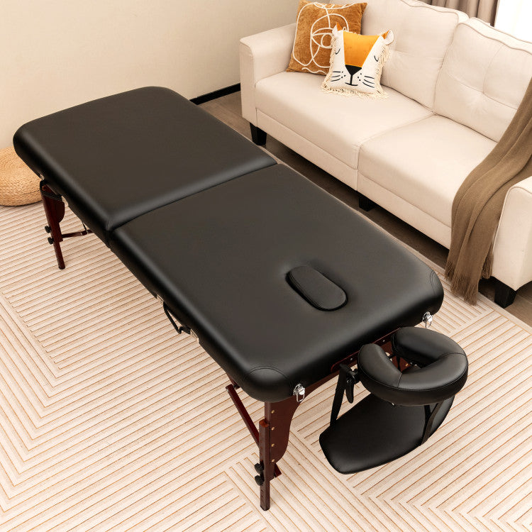 Portable Massage Table Spa Bed Folding Facial Salon Tattoo Table Height-adjustable Esthetician Bed with Carry Case Face Cradle