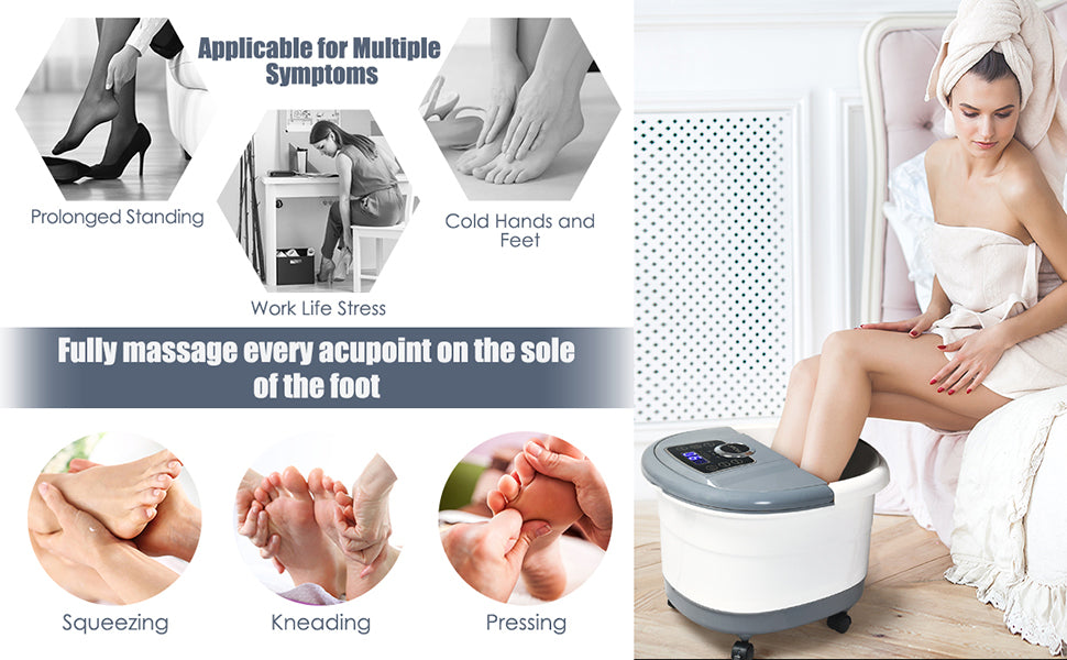 Shiatsu Portable Foot Spa Bath Massager with Heat and Motorized Rollers