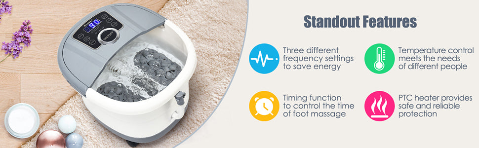 Shiatsu Portable Foot Spa Bath Massager with Heat and Motorized Rollers