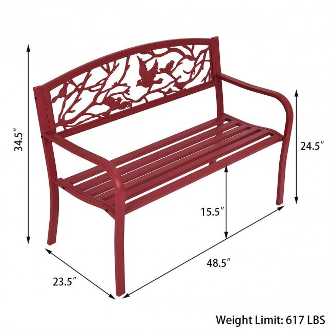 Outdoor Garden Patio Bench - Red