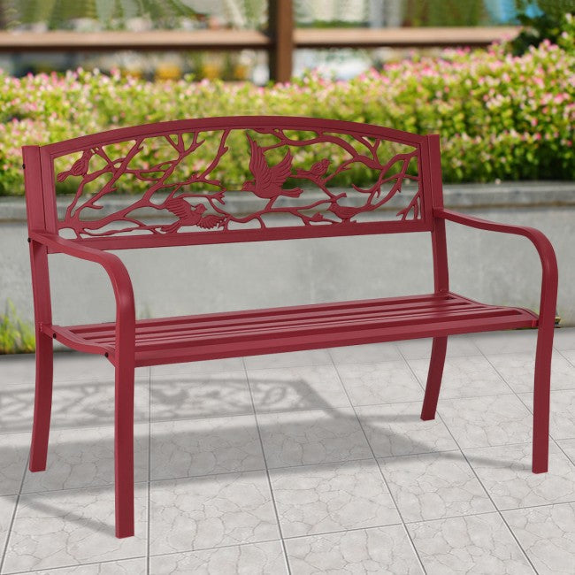 Outdoor Garden Patio Bench - Red