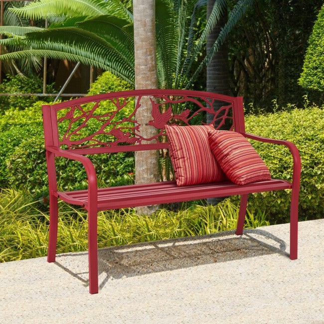 Outdoor Garden Patio Bench - Red