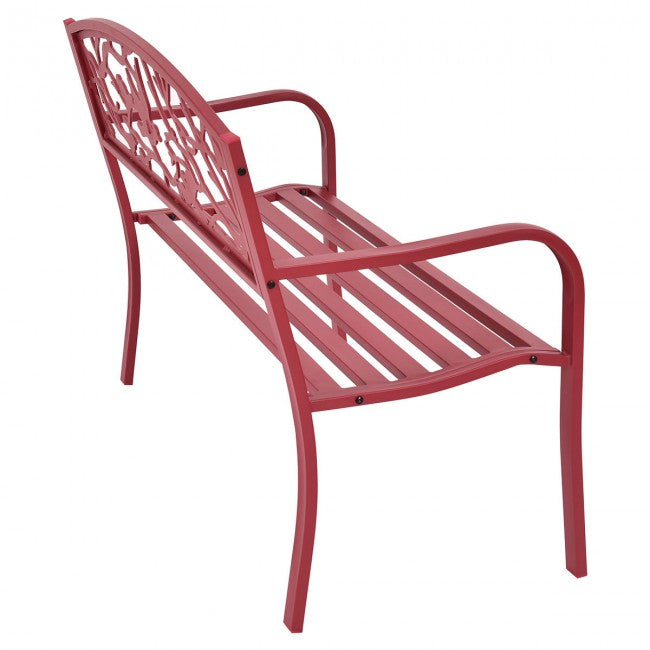 Outdoor Garden Patio Bench - Red