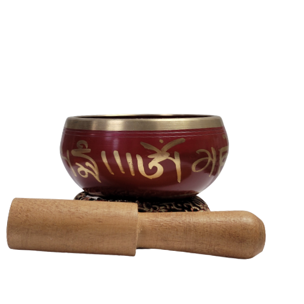 SINGING BOWL WITH STRIKER RED--3.4