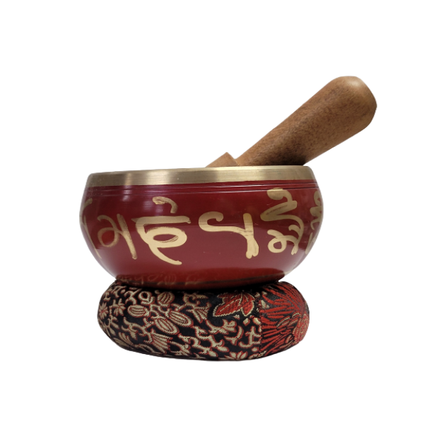 SINGING BOWL WITH STRIKER RED--3.4