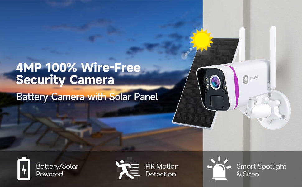XMARTO 100% Wire-Free Solar Home Security Camera System Wireless, 4-Se –  XMARTO HOME SECURITY