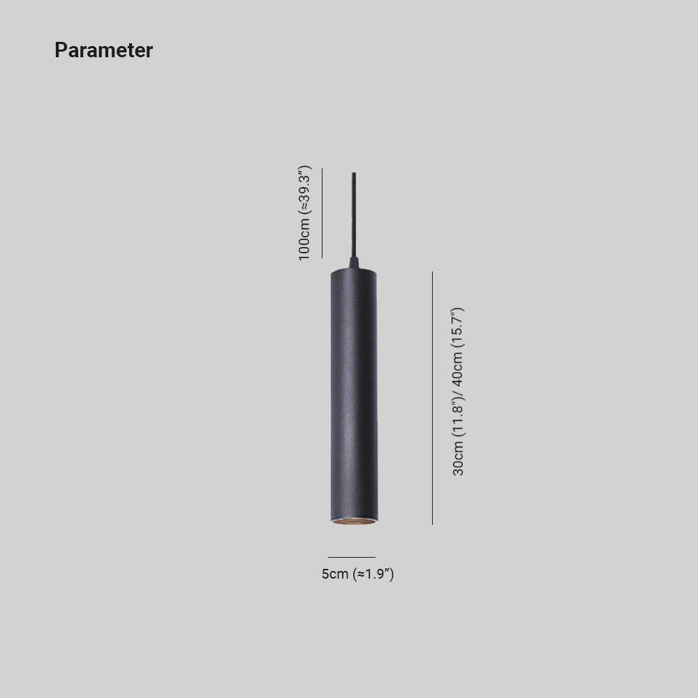 Edge Modern Cylinder Shape Linear Pendant Light, Black, Metal
