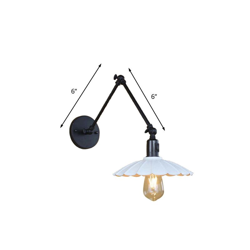 Brady Wall Lamp Creative Pleated Adjustable Metal, Black, Bedroom