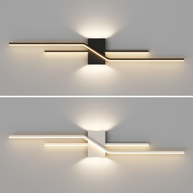 Alana Minimalist Linear Metal Vanity Wall Light, Black/White, Bathroom