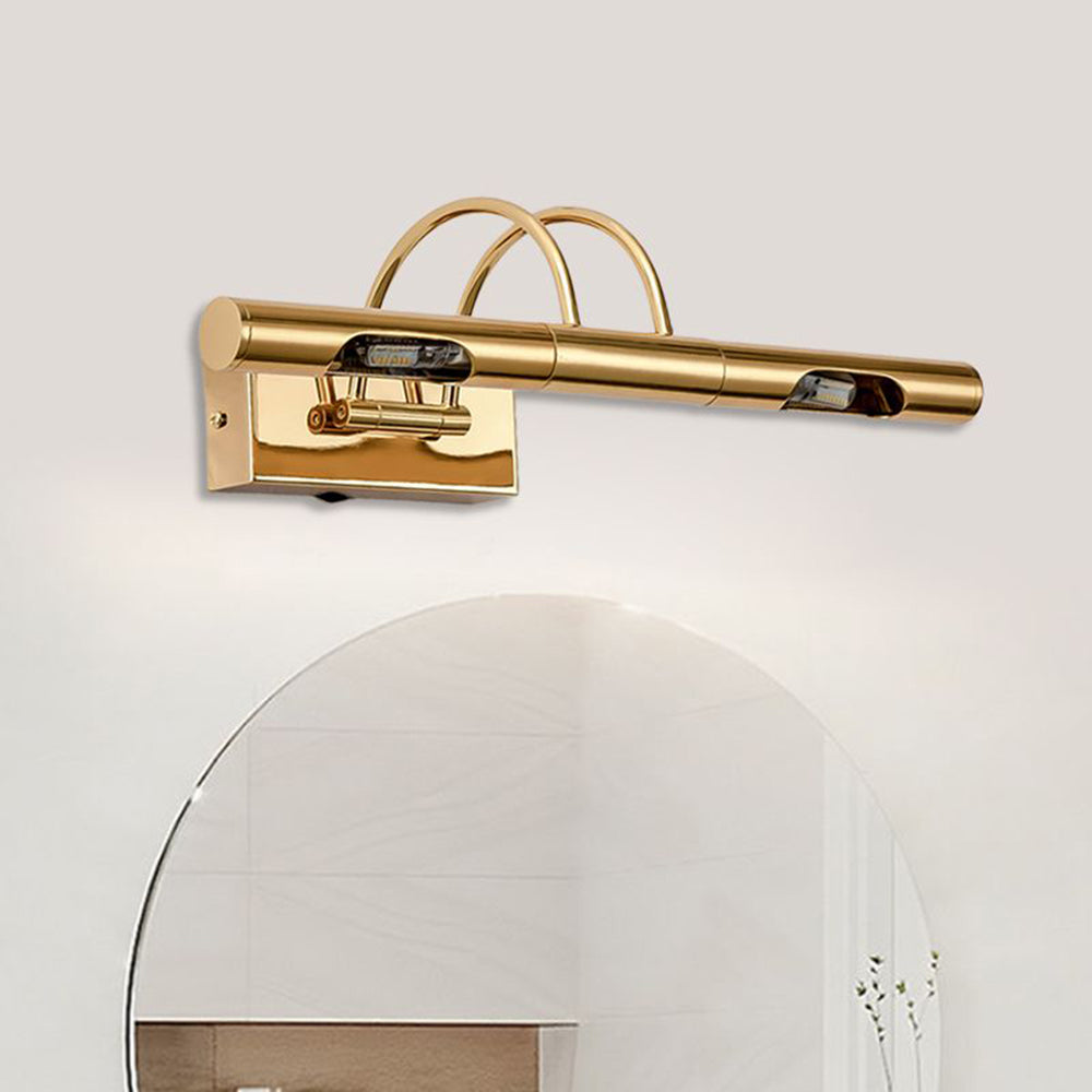 Freja Retro Cylindrical Metal Wall Lamp, Gold, Bathroom