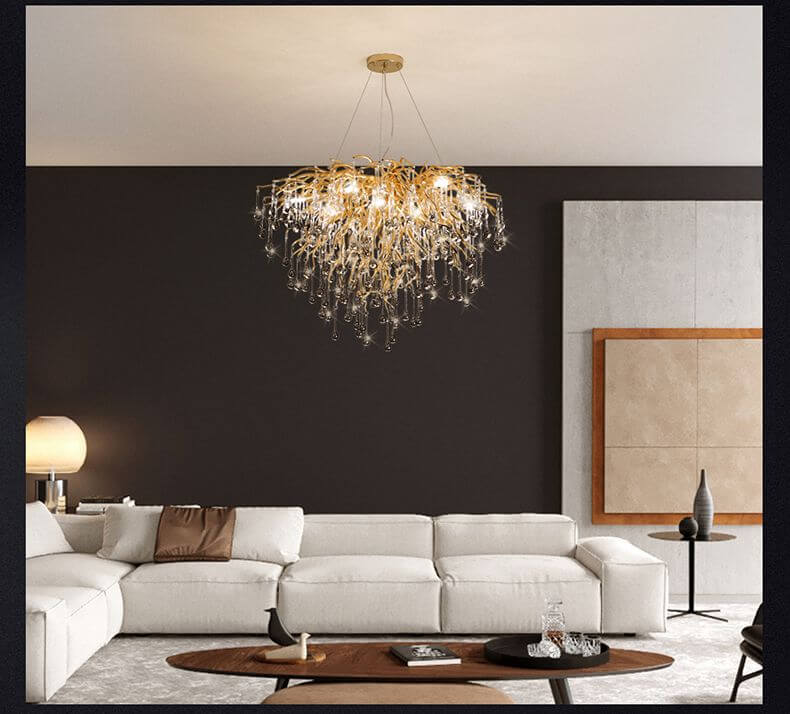Post-Modern Living Room Branch Crystal Chandelier