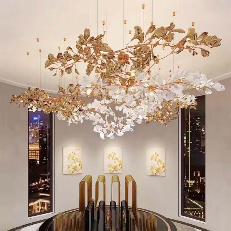 Villa Duplex Hollow Ginkgo Leaf Chandelier