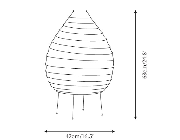 Akari Paper Table Lamp dimension diagram