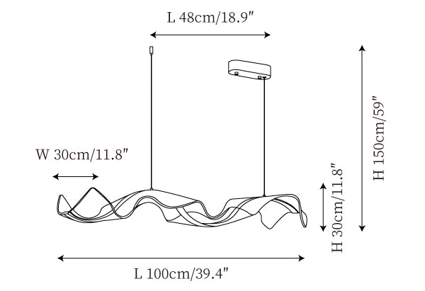 Alon Linear Chandelier — Standard 100cm dimension diagram