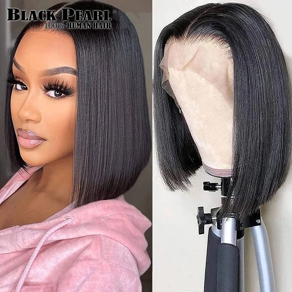 Glueless Short Bob Wigs Human Hair HD Transparent Lace Front Wigs For Black Women Pre Plucked with Baby Hair Brazilian Virgin Re