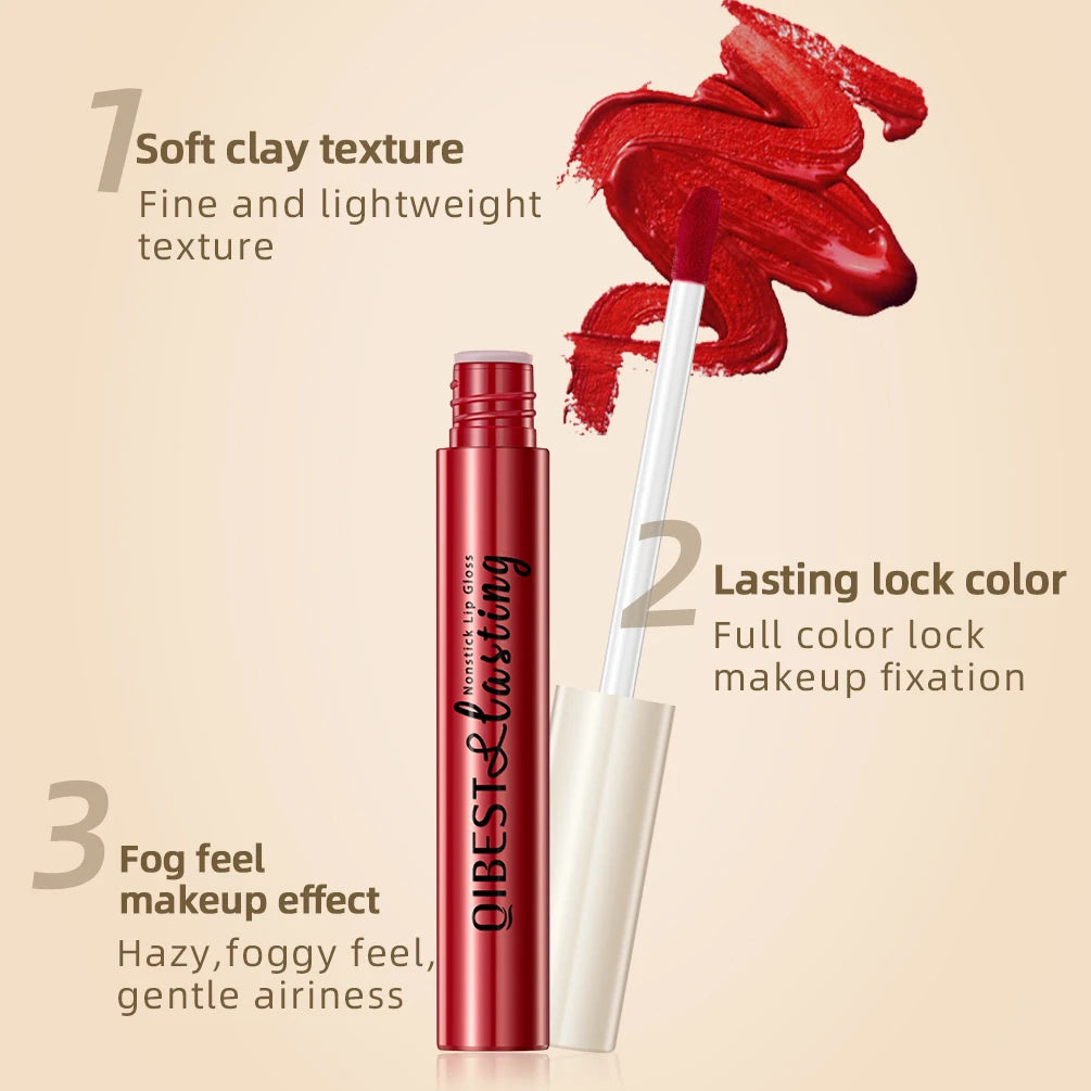 QIBEST Matte Liquid Lipstick Waterproof Long Lasting Lip Gloss Velvet Mate Nude Red Tint Tube Lipsticks Lipgloss Makeup Cosmetic