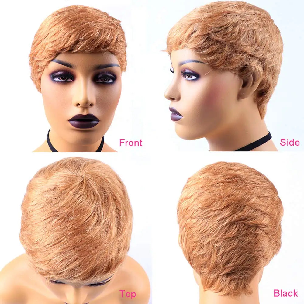 Short Straight Human Hair Wigs Natural Color Brazilian Remy Hair Pixie Cut Wig Cheap Human Hair Wig For Black Women MYLOCKME