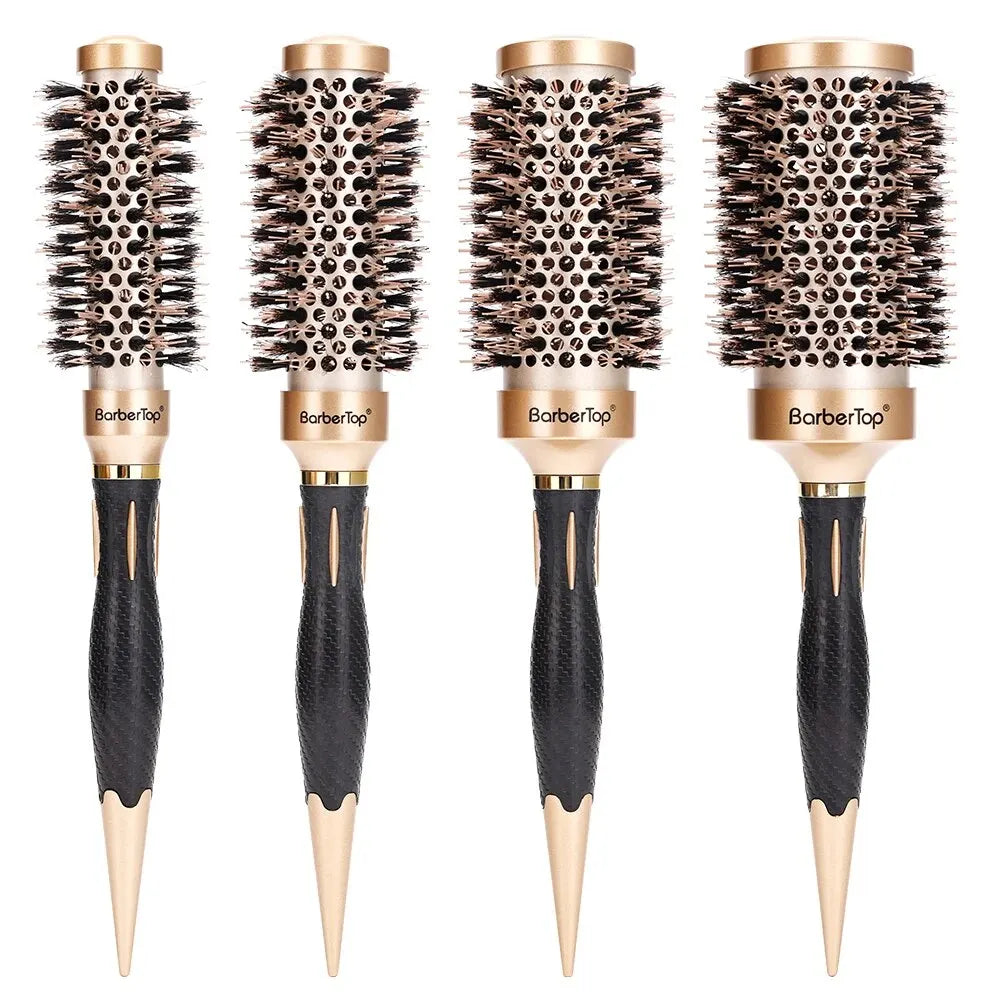 BARBERTOP 4Sizes Round Brush Set for Blow Drying Curling Hair Professional Ion Thermal Barrel Brush Salon Hair Styling Combs