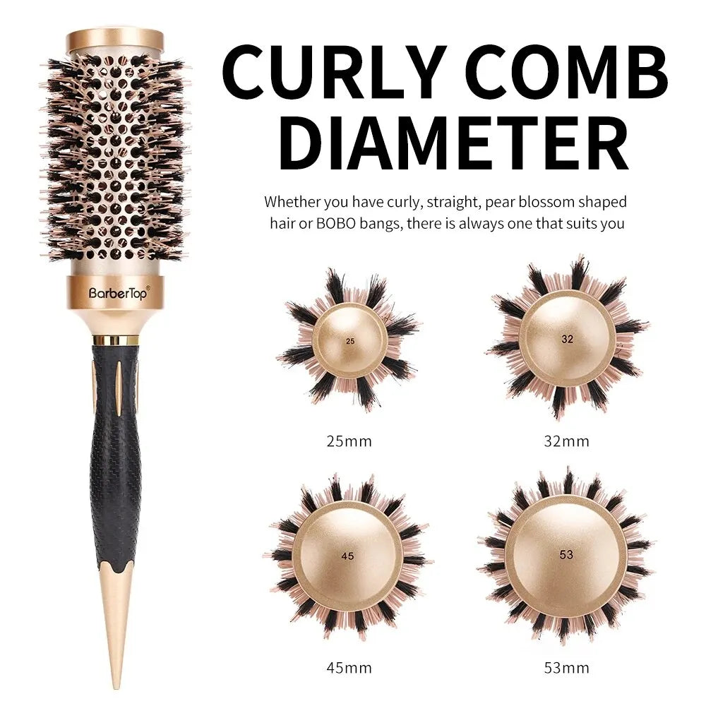 BARBERTOP 4Sizes Round Brush Set for Blow Drying Curling Hair Professional Ion Thermal Barrel Brush Salon Hair Styling Combs