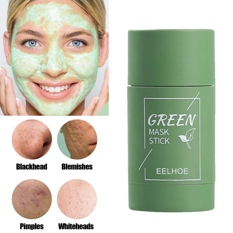 Green Tea Clean Mask Stick for Face Acne Blackhead Remover Deep Pore Cleansing Brightening Facial Purifying Matcha Clay Mud Mask