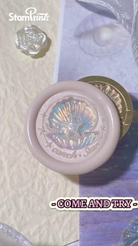 a holographic conch wax seal