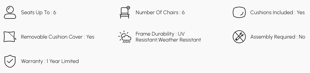 7 Pieces Traditional Aluminum Outdoor Dining Set with Oval Glass Table Rattan Armchair Product Overview
