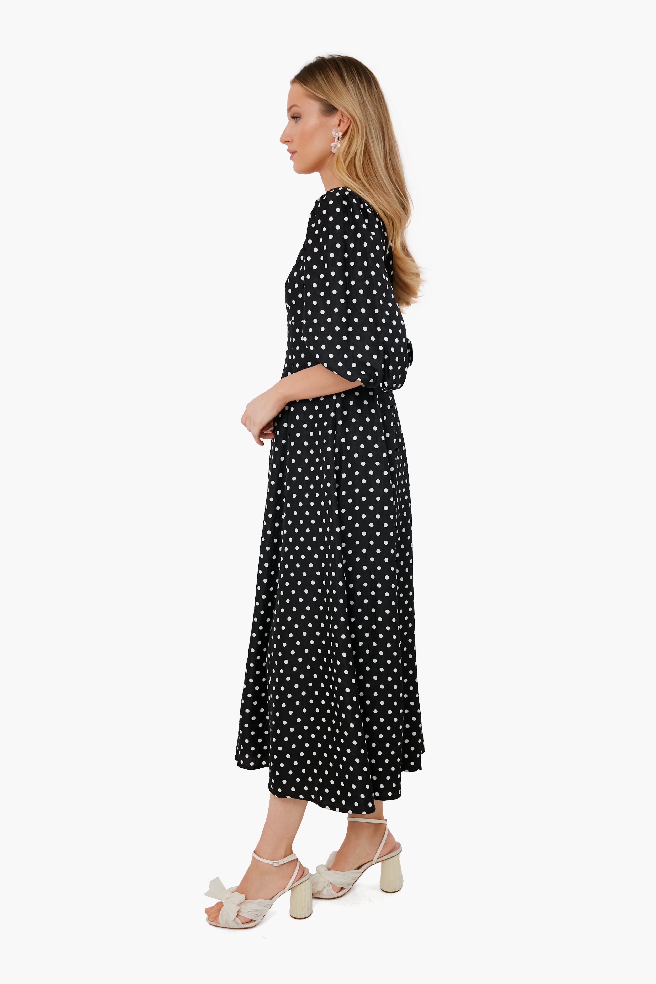 Black Harmony Dot Cloque Dress