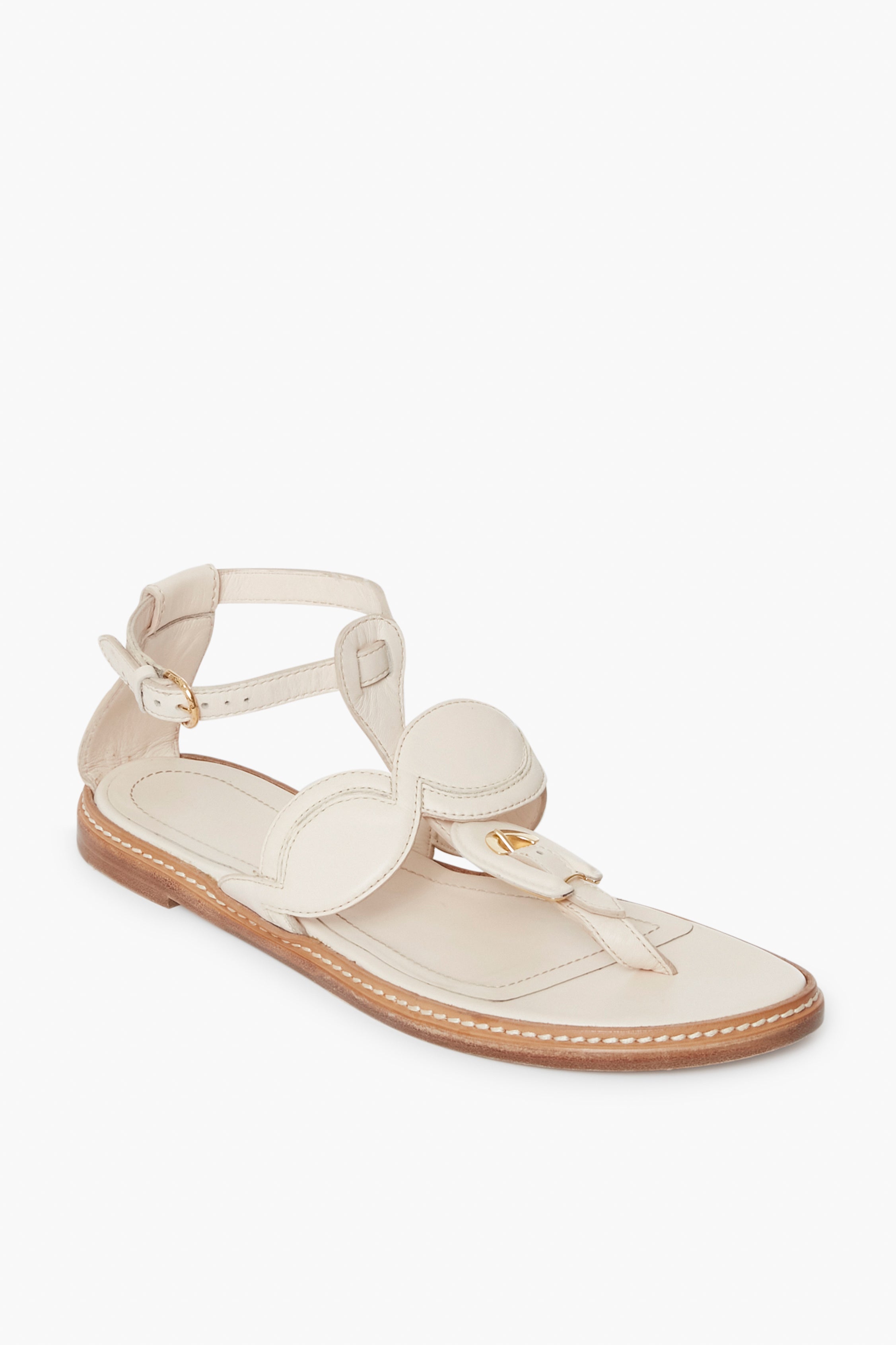 Pearled Ivory Arabella Braided Leather Sandal
