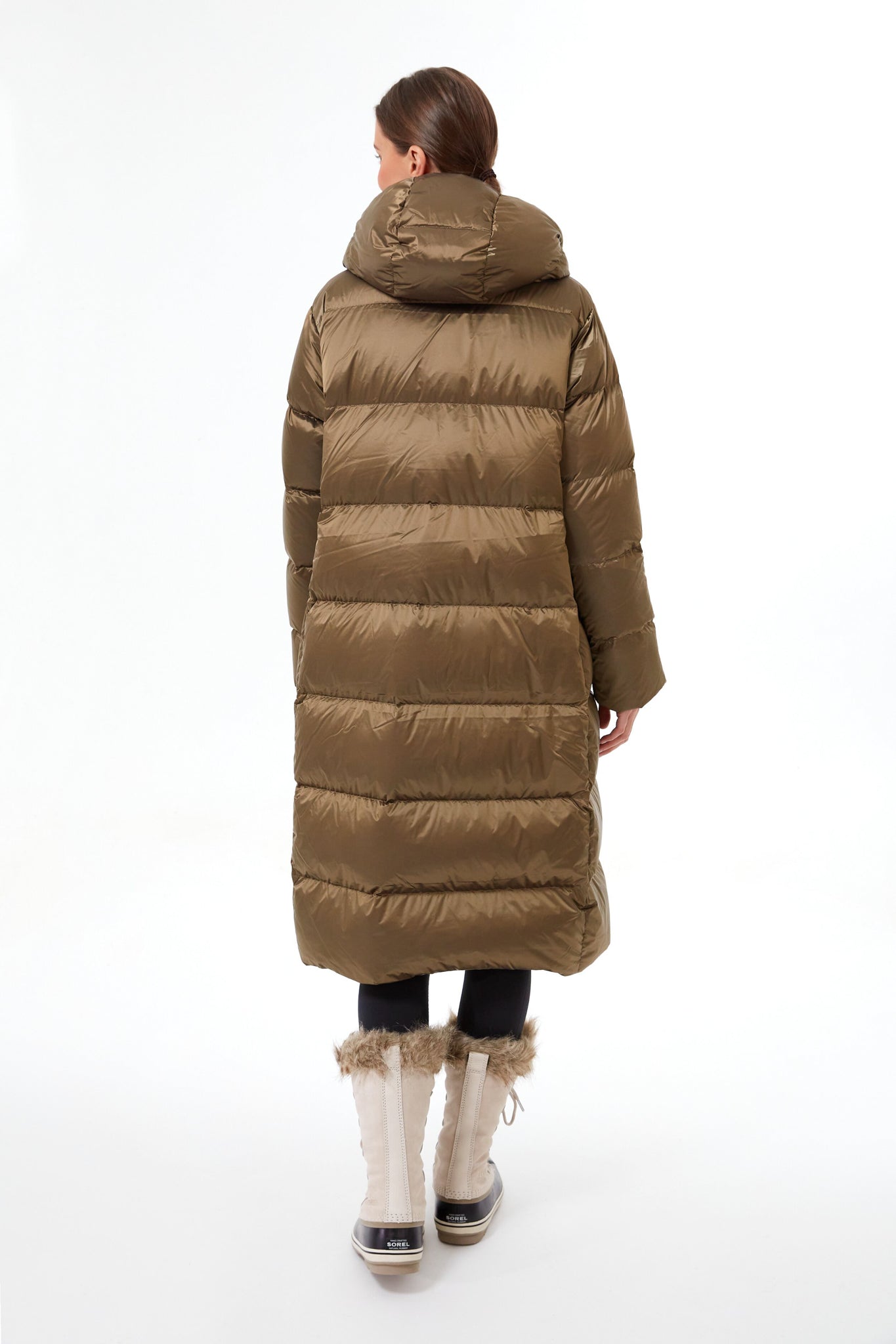 Brushed Olive Metallic Payton Puffer Coat