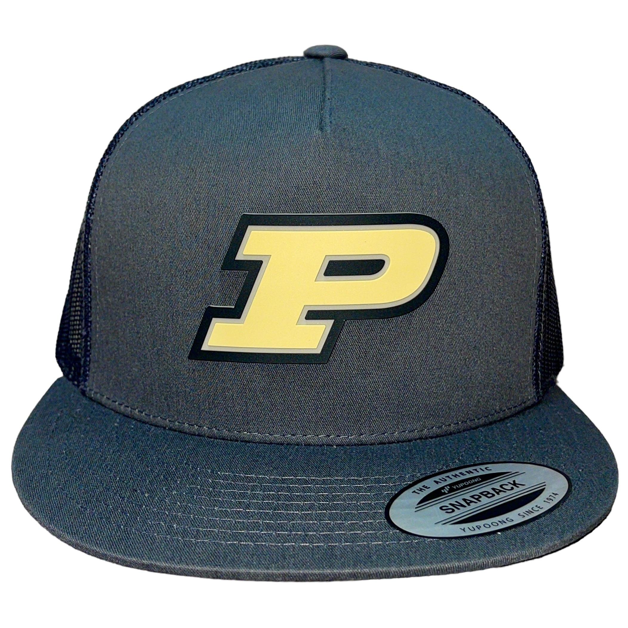 Purdue Boilermakers 3D YP Snapback Flat Bill Trucker Hat- Charcoal/ Black