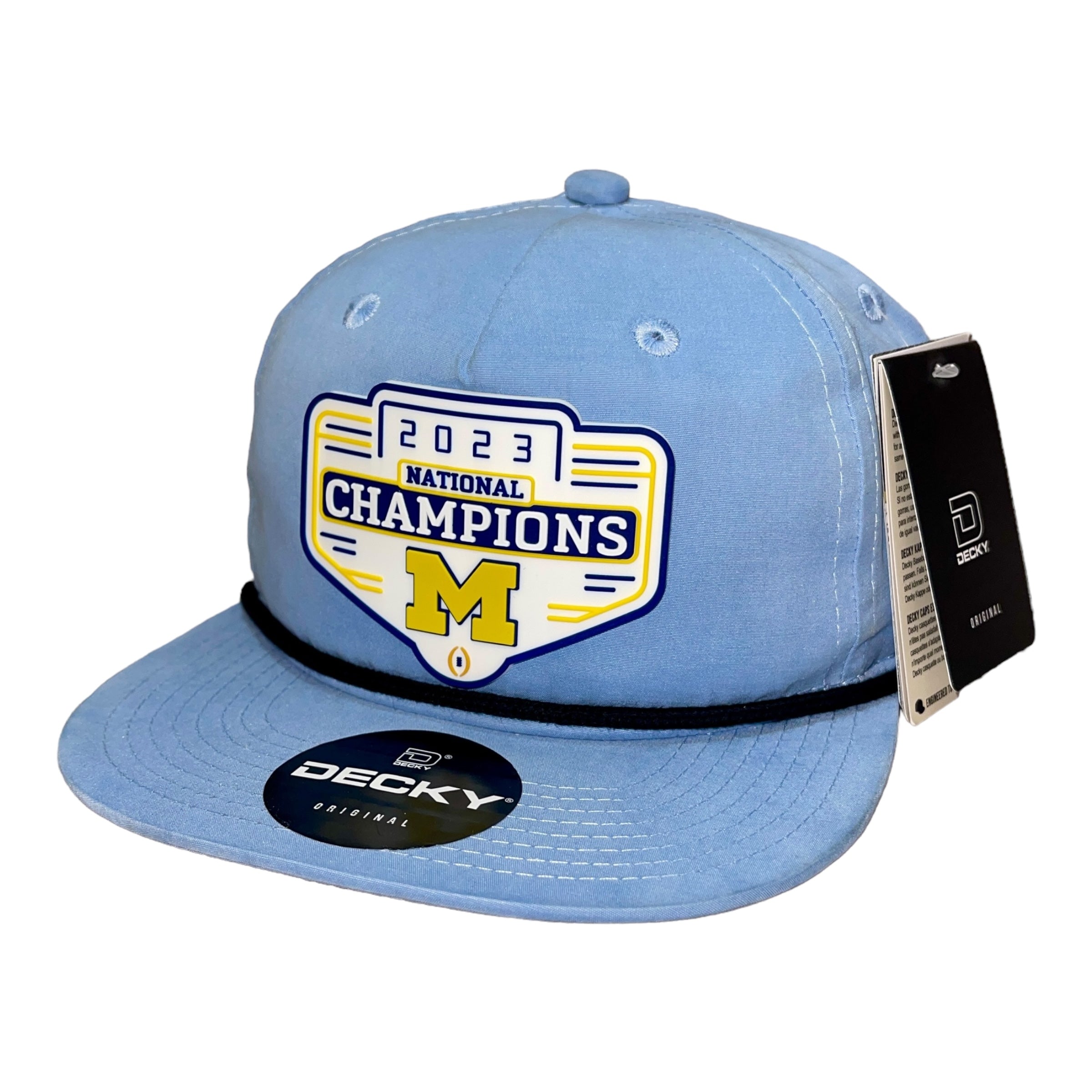 Michigan Wolverines 2023 National Champions 3D Classic Rope Hat- Sky/ Black