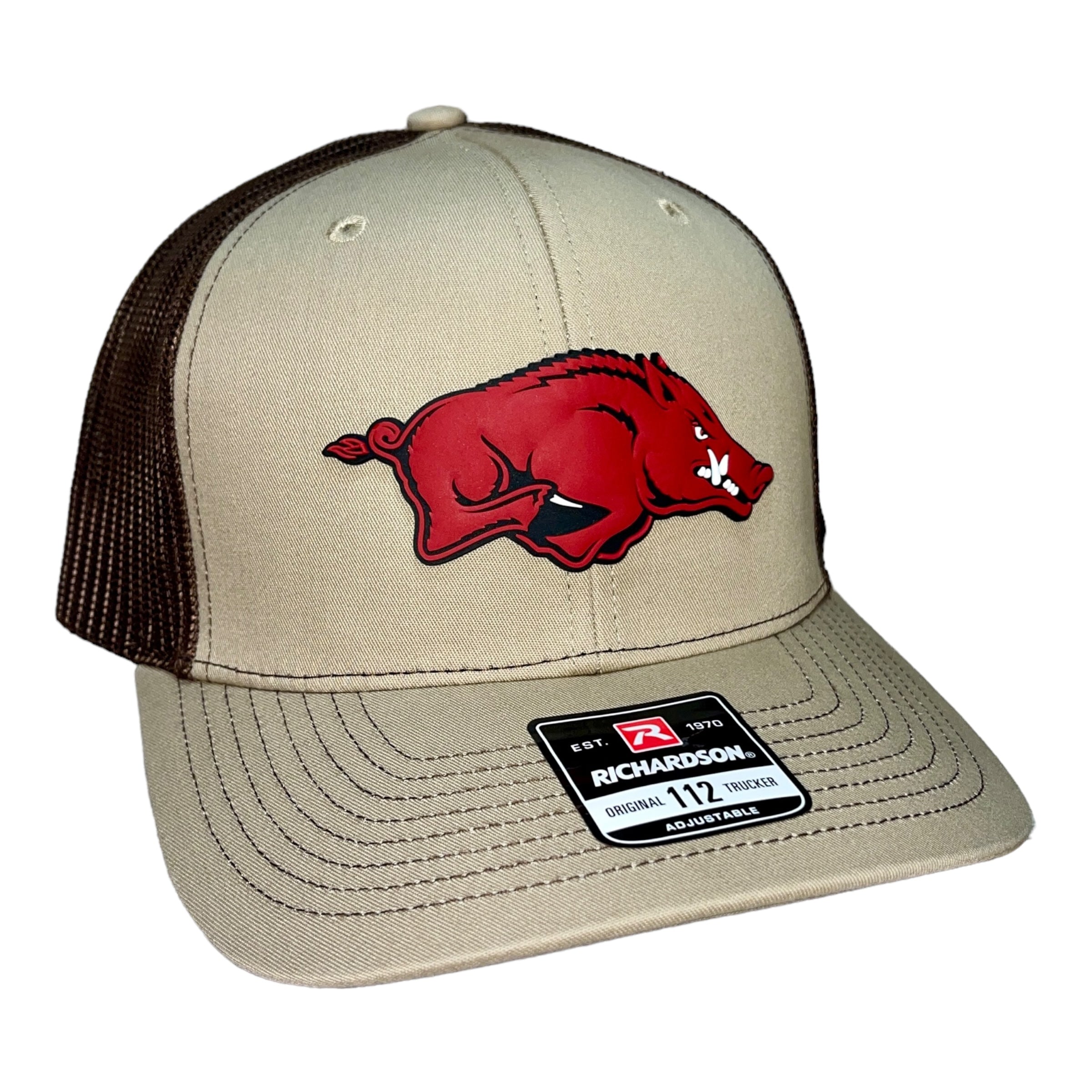 Arkansas Razorbacks 3D Snapback Trucker- Khaki/ Coffee