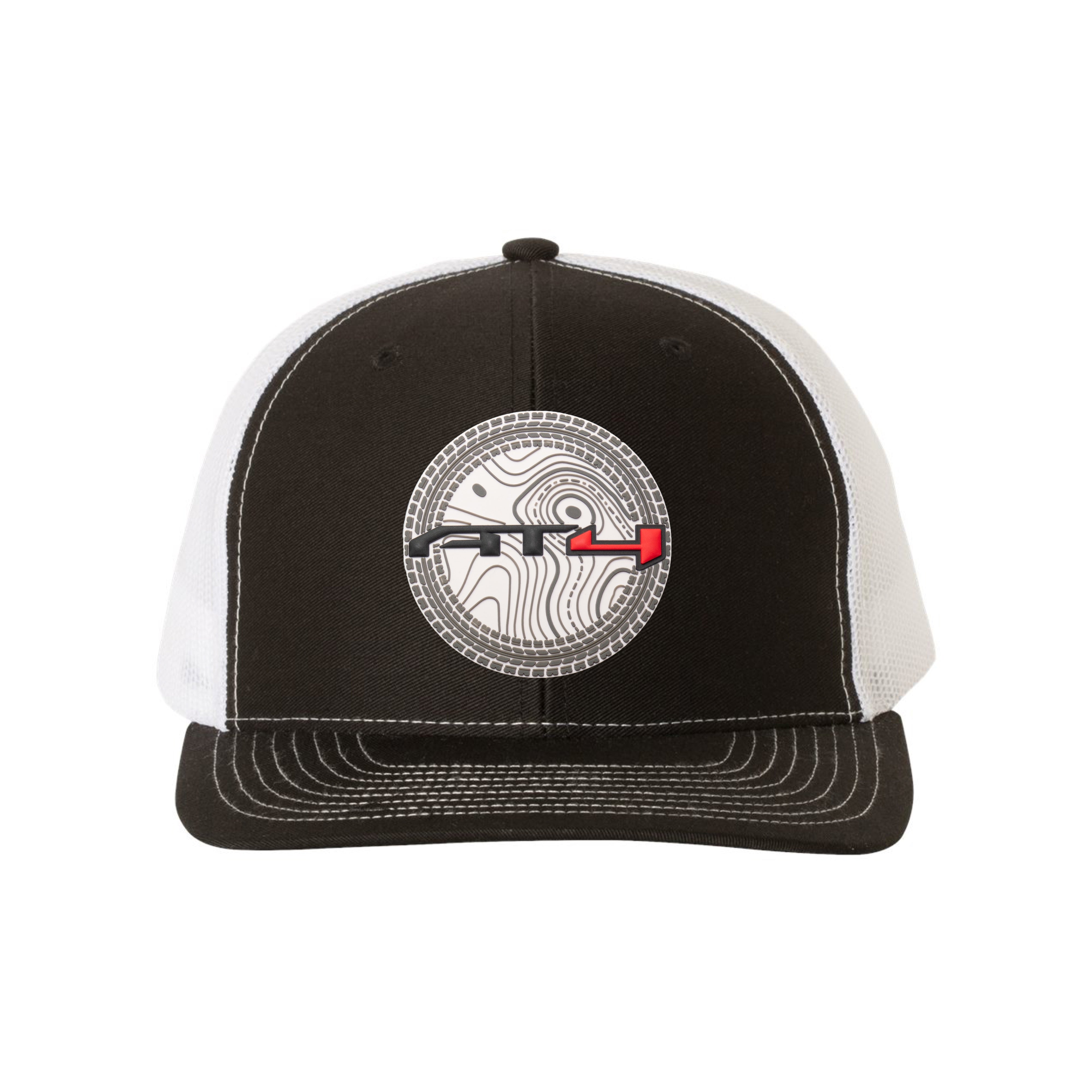 AT4 3D Topo YP Snapback Trucker Hat- Black/ White