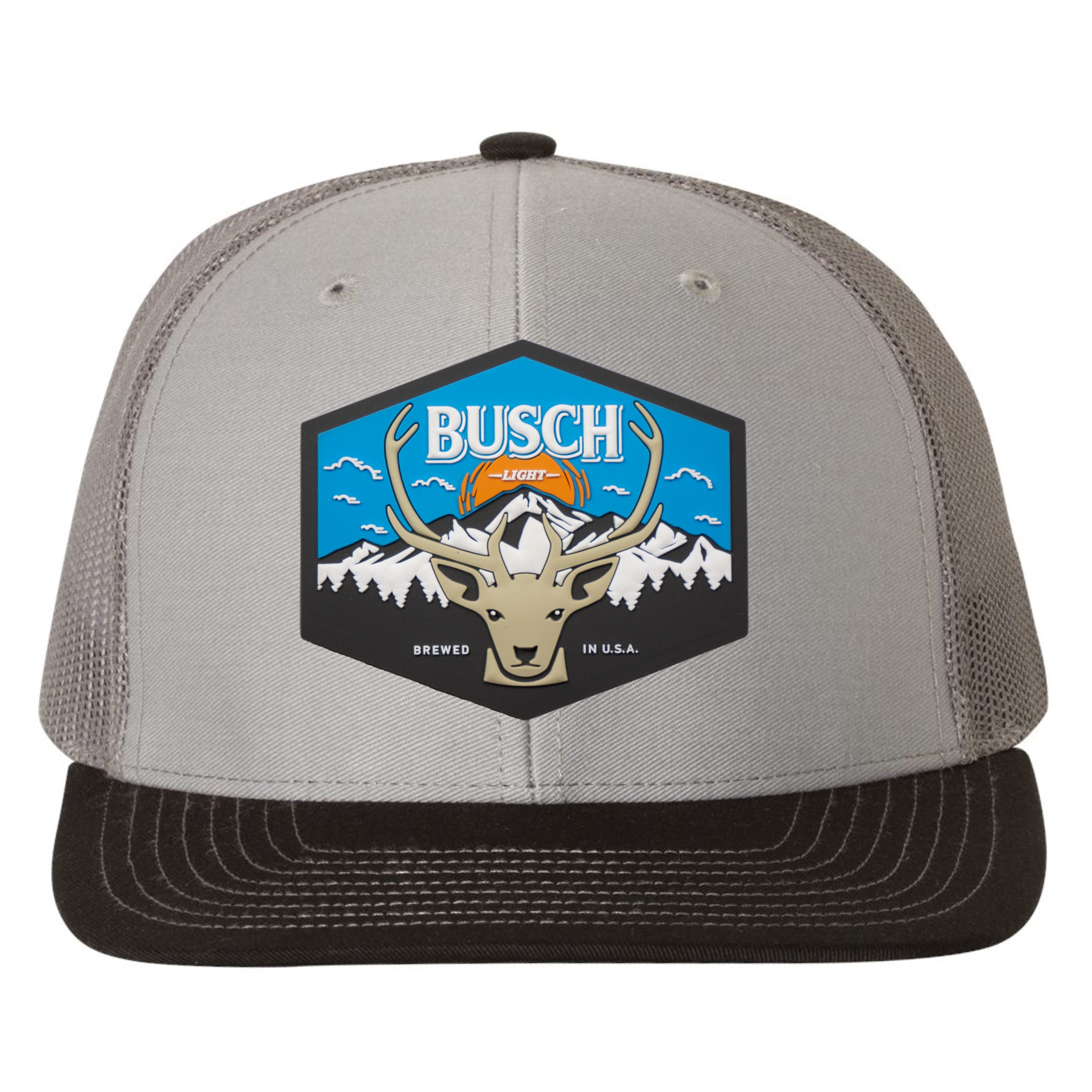 Busch Light Mountain Escape 3D PVC Patch Hat- Grey/ Charcoal/ Black