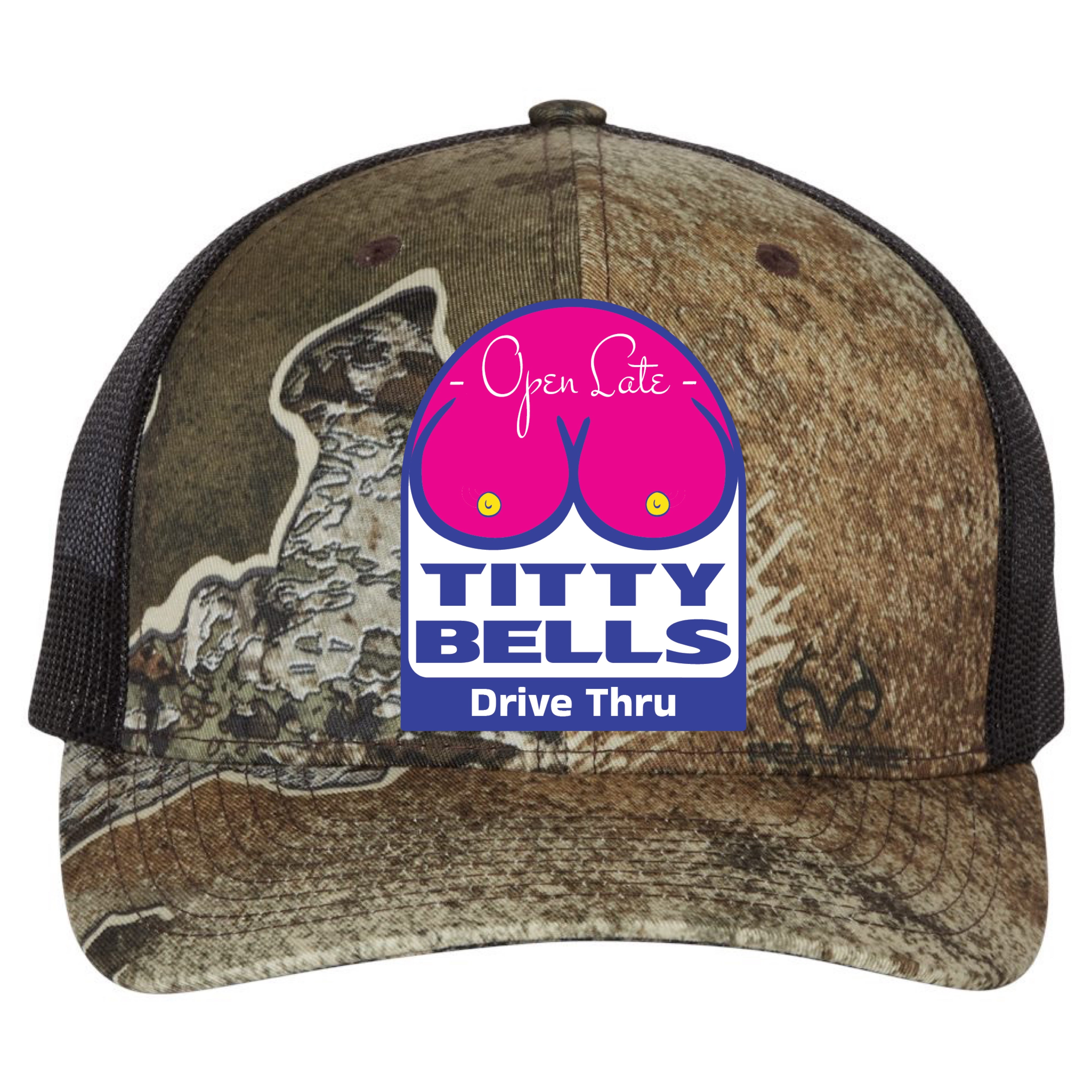 Titty Bells 3D Patterned Snapback Trucker Hat- Realtree Excape/ Black