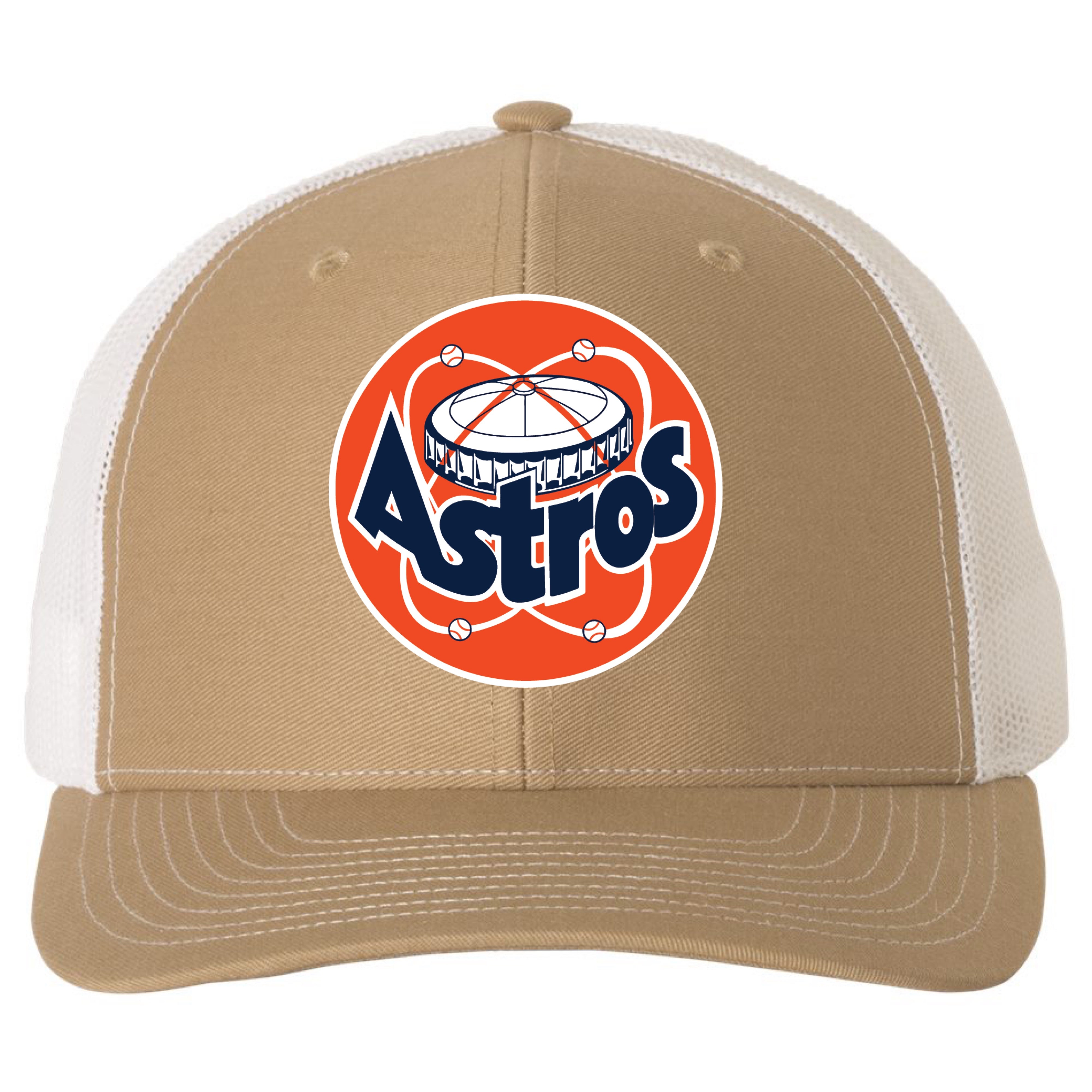 Astros Retro Astrodome 3D PVC Patch Hat- Khaki/ White