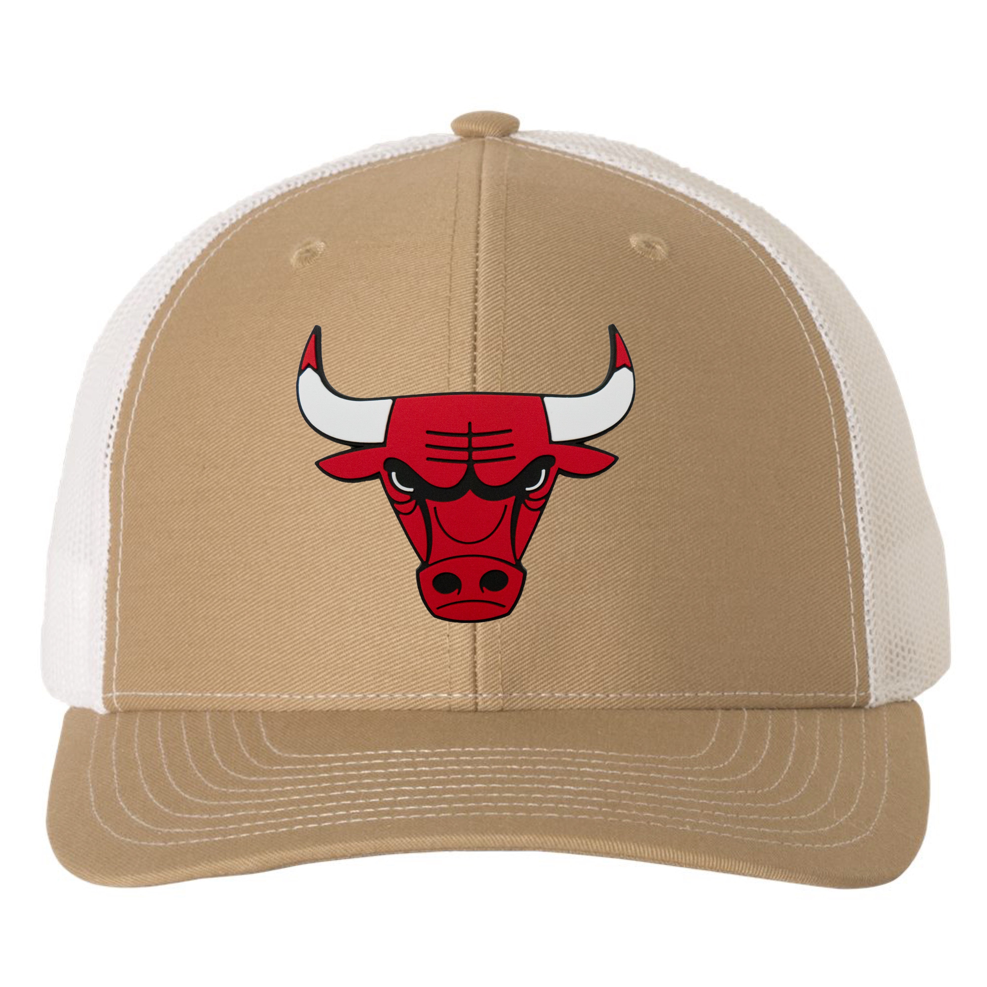 Chicago Bulls 3D PVC Patch Hat- Khaki/ White