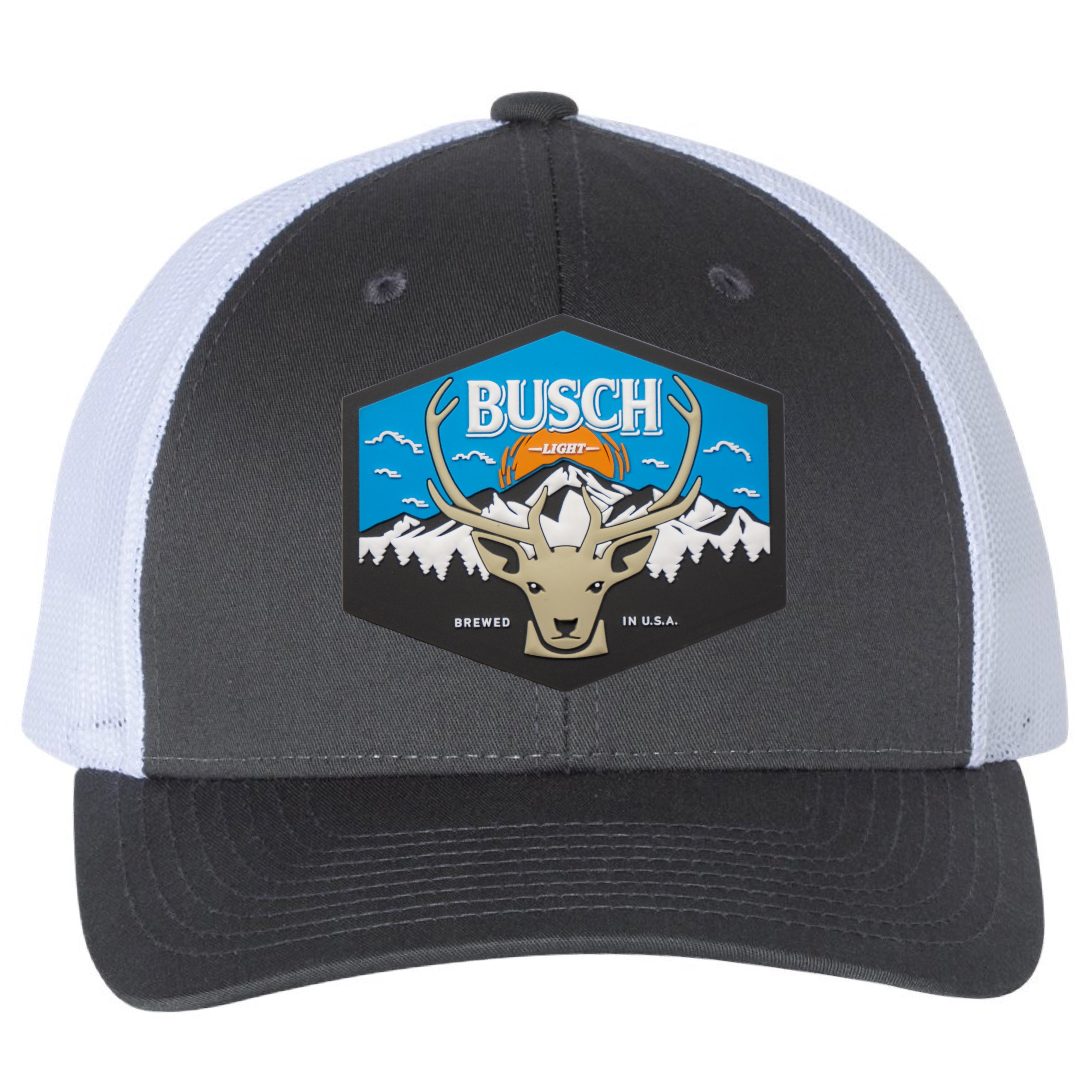 Busch Light Mountain Escape 3D Snapback Trucker Hat- Charcoal/ White