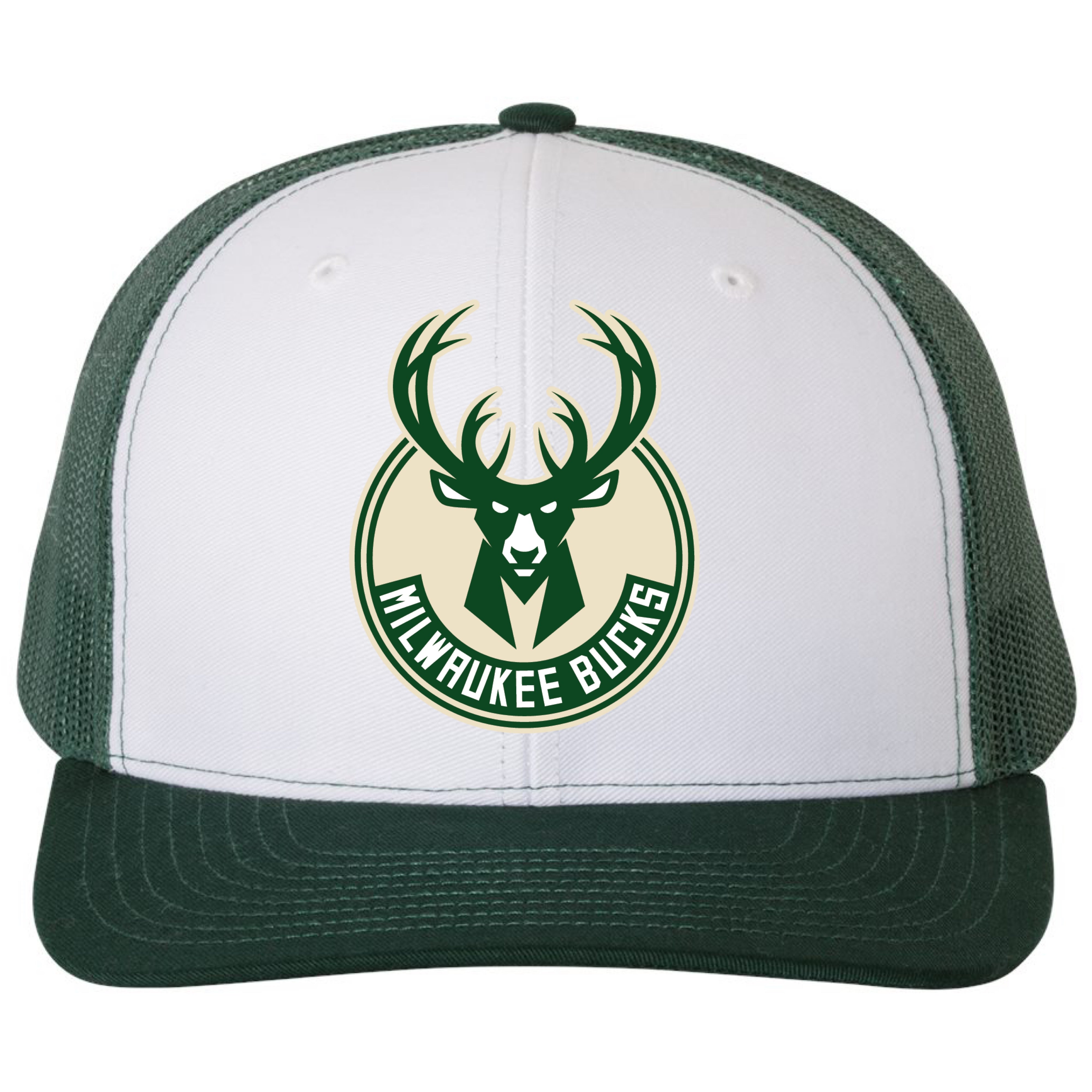 Milwaukee Bucks 3D Snapback Trucker Hat- White/ Dark Green