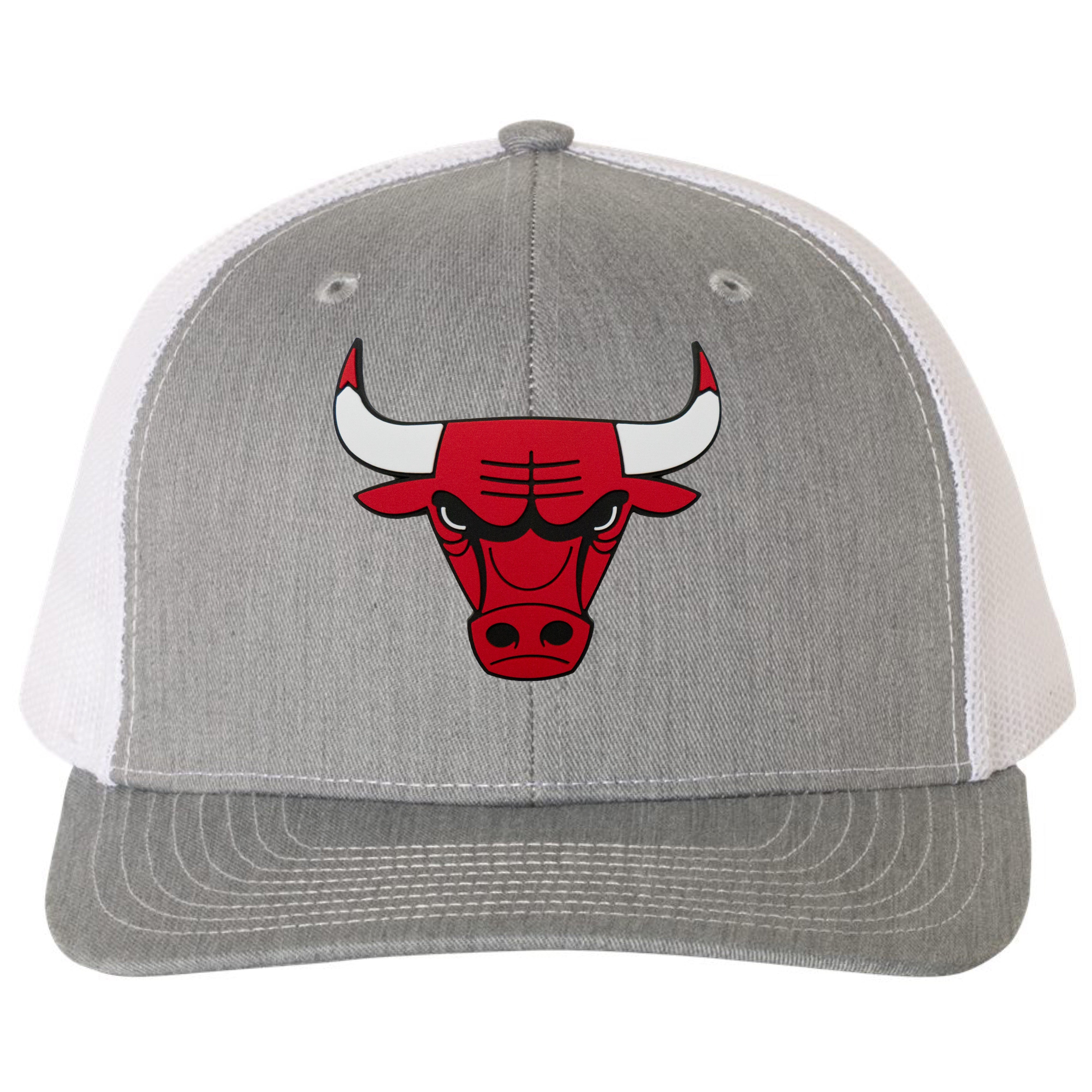 Chicago Bulls 3D PVC Patch Hat- Heather Grey/ White