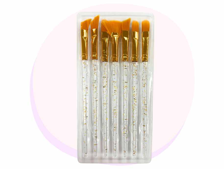 Art Paint Brush Premium Assorted Sizes Glitter Handles 7 Pack