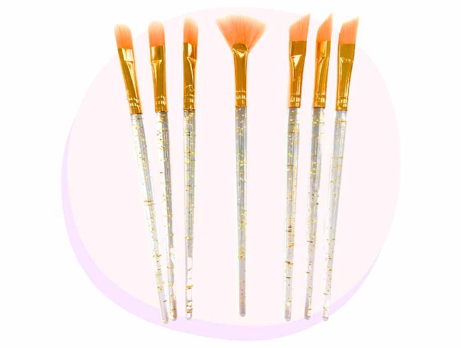 Art Paint Brush Premium Assorted Sizes Glitter Handles 7 Pack