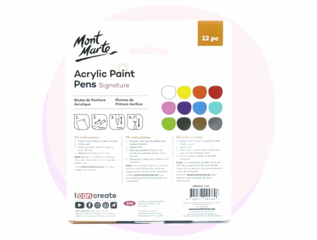 Mont Marte Acrylic Paint Pens Markers 12Pc