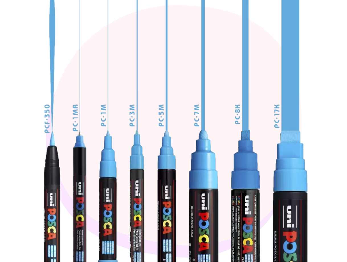 POSCA PC5M Paint Marking Pen - BLACK & WHITE - 4 Pack