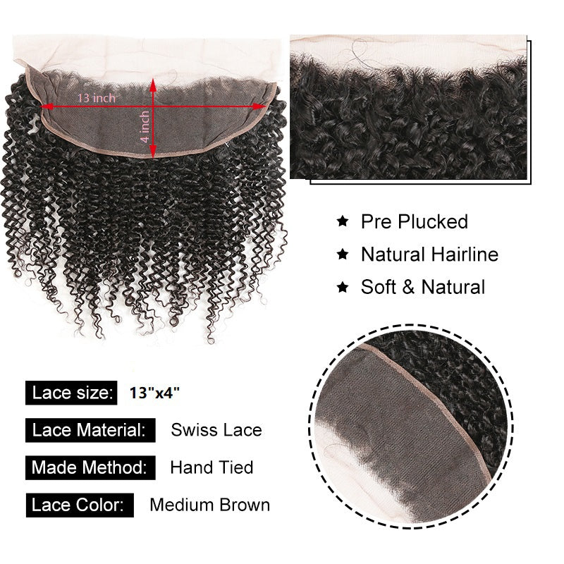 natural black kinky curly virgin human hair ear to ear lace frontal