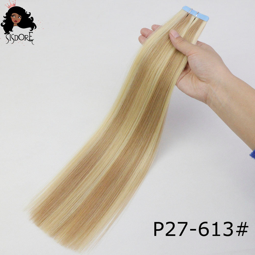 27 613 cinta recta color piano rubio en extensiones de cabello humano