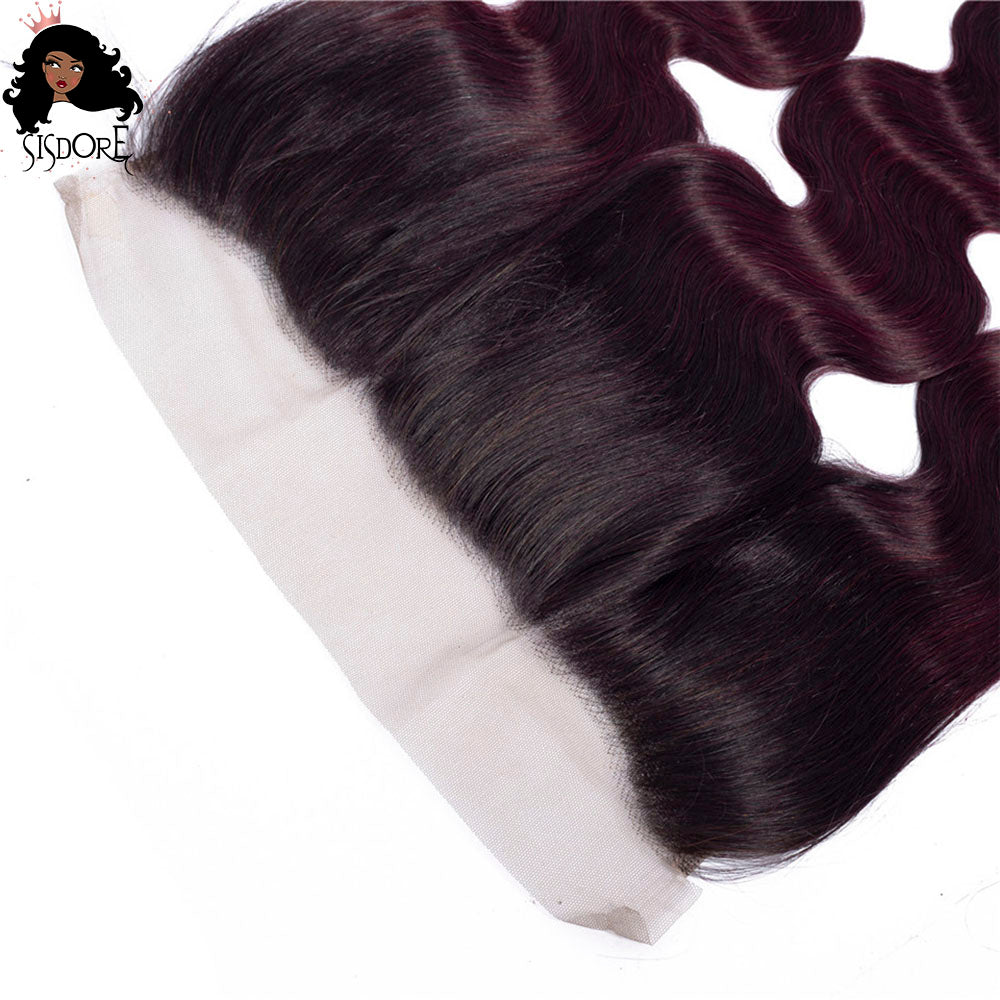 1b 99j ombre 2 tone color body wave human hair 13 x 4 lace frontal