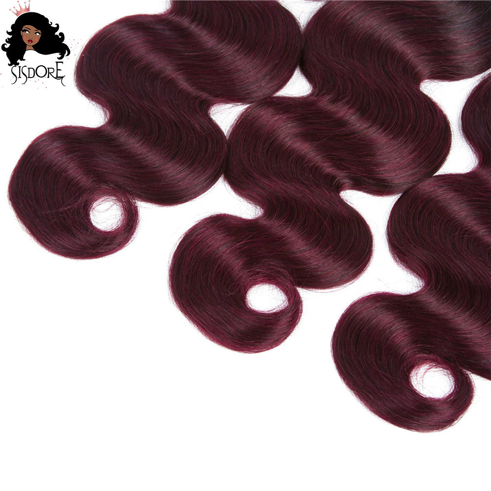 1b 99j ombre 2 tone color body wave human hair bundles